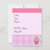 Classy Pink Cupcake Birthday Uitnodiging (Achterkant)