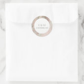 CLASSY PINK DUSKY ROOS GOLD AGATE MONOGRAM WEDDING RONDE STICKER (Tas)