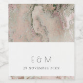 CLASSY PINK DUSKY ROOS GOLD AGATE MONOGRAM WEDDING WIJN ETIKET (Enkel label)