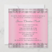 Classy Pink en Silver Invite Kaart (Achterkant)