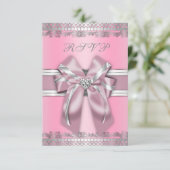 Classy Pink en Silver RSVP (Staand voorkant)
