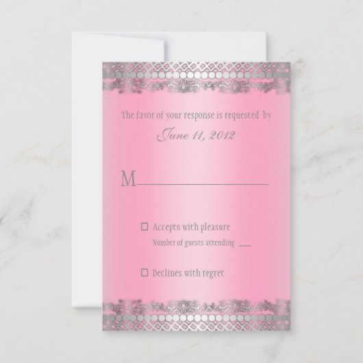 Classy Pink en Silver RSVP (Achterkant)