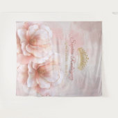 Classy Pink Floral Quinceanera foto achtergrond Wandkleed (Voorkant (horizontaal))