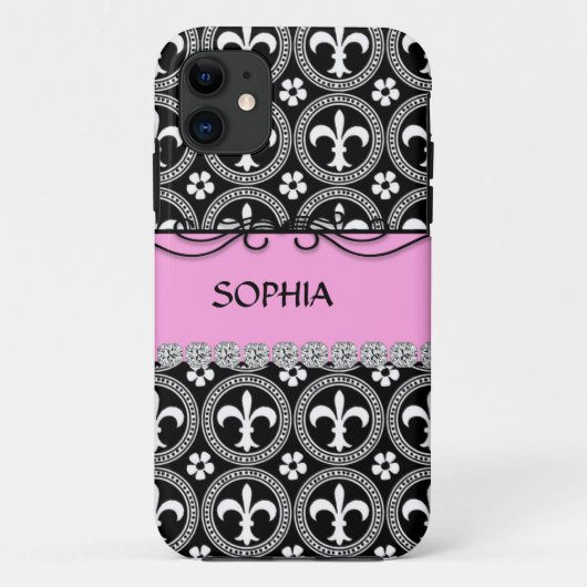 CLASSY PINK French Fleur de Lis IPHONE 5 HOESJE (Achterkant)