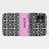CLASSY PINK French Fleur de Lis IPHONE 5 HOESJE (Achterkant (horizontaal))