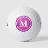 Classy Pink Glitter Sparkly Monogam Personalized Golfballen (Voorkant)