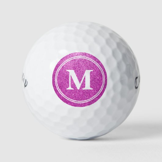 Classy Pink Glitter Sparkly Monogam Personalized Golfballen (Voorkant)