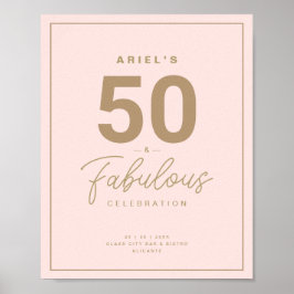 Classy Pink & Gold 50 & Fabulous Birthday Party Poster