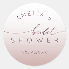 Classy Pink Gradient Bridal Shower Ronde Sticker