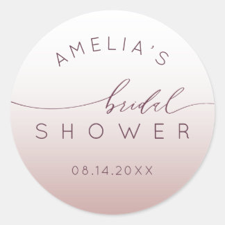 Classy Pink Gradient Bridal Shower Ronde Sticker