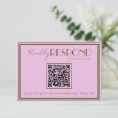Classy Pink Grassland Old Money QR Code Wedding RSVP Kaartje (Staand voorkant)