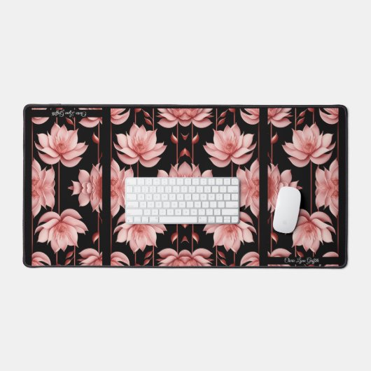 Classy Pink Lotus Desk Mat (Keyboard & Muis)