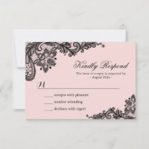 Classy Pink met RSVP-Kaart met zwarte kant