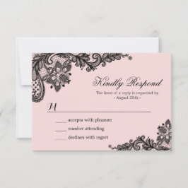Classy Pink met RSVP-Kaart met zwarte kant RSVP Kaartje