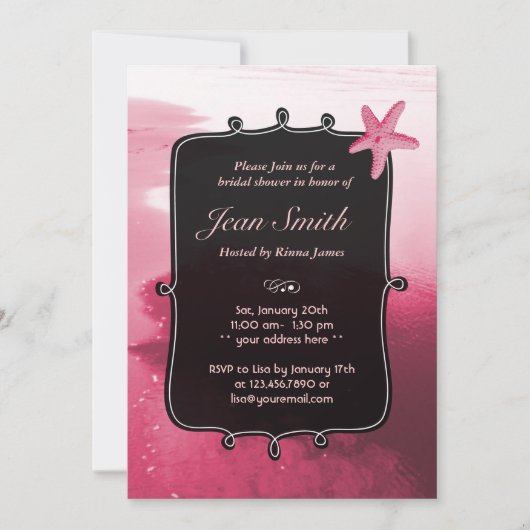 Classy Pink Starfish Vrijgezellenfeest Invite Kaart (Voorkant)