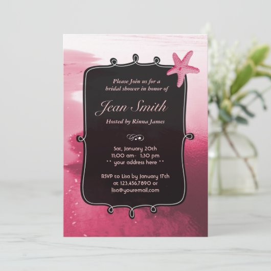 Classy Pink Starfish Vrijgezellenfeest Invite Kaart (Staand voorkant)