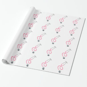 Classy Pink Stethoscope Medical Theme Cadeaupapier