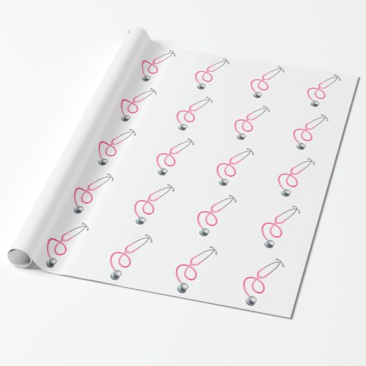 Classy Pink Stethoscope Medical Theme Cadeaupapier (Uitgerold)