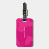 Classy Pink Wereldkaart met Compass Roos Monogram Bagagelabel (Voorkant verticaal)