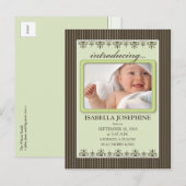 Classy Pinstripe Limoen Baby Aankondiging Briefkaa (Voorkant / Achterkant)
