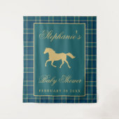 Classy Plaid Horse Equestrian Baby shower Achtergr Wandkleed (Voorkant)