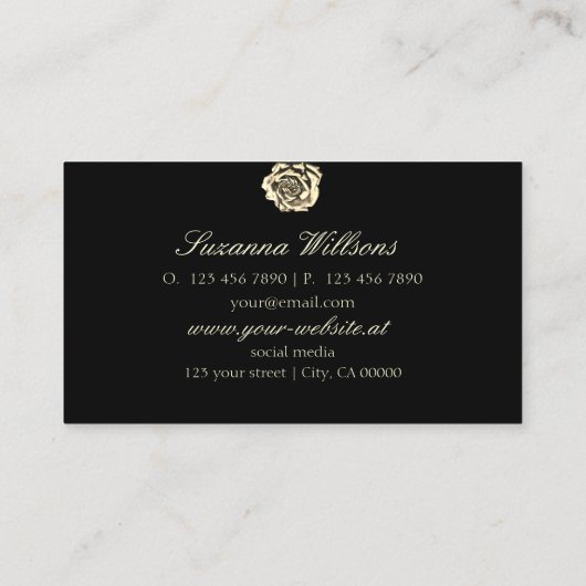 Classy Plain Black Beige Roos Eenvoudig Visitekaartje (Achterkant)