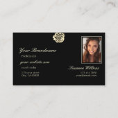 Classy Plain Black Beige Roos met Logo en foto Visitekaartje (Achterkant)