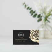 Classy Plain Black Beige Roos met Logo en foto Visitekaartje (Staand voorkant)