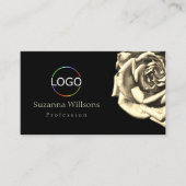 Classy Plain Black Beige Roos met Logo Simple Visitekaartje (Voorkant)