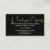 Classy Plain Black Thin Border Glam Foto Afbeeldin Visitekaartje (Achterkant)