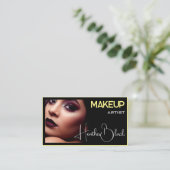 Classy Plain Black Thin Border Glam Foto Afbeeldin Visitekaartje (Staand voorkant)