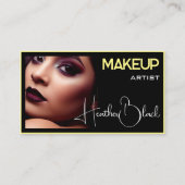 Classy Plain Black Thin Border Glam Foto Afbeeldin Visitekaartje (Voorkant)