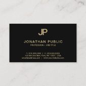Classy Plain Modern Zwart Goud Monogram Luxe Visitekaartje (Achterkant)