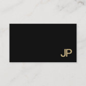 Classy Plain Modern Zwart Goud Monogram Luxe Visitekaartje (Voorkant)