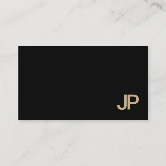 Classy Plain Modern Zwart Goud Monogram Luxe Visitekaartje (Voorkant)