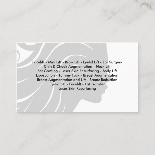 Classy plastisch chirurg visitekaartje (Achterkant)