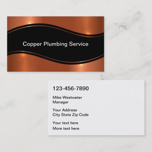 Classy Plumber Service Copper look Visitekaartje (Voorkant / Achterkant)