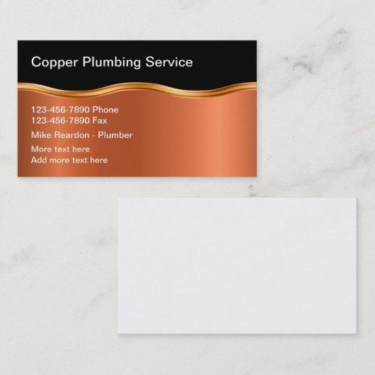 Classy Plumbing Service Copper Style Visitekaartje (Voorkant / Achterkant)
