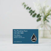 Classy Plumbing Service Silver Tone Water Drop Visitekaartje (Staand voorkant)