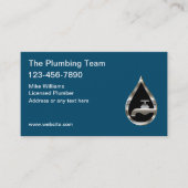 Classy Plumbing Service Silver Tone Water Drop Visitekaartje (Voorkant)