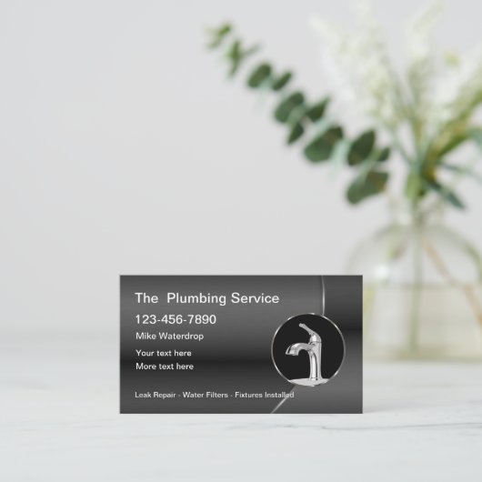 Classy Plumbing Service-Visitekaartjes met Logo Visitekaartje (Staand voorkant)
