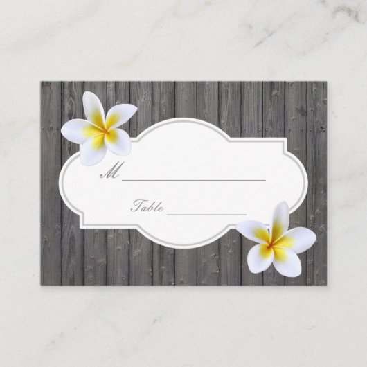 Classy Plumeria Bloemen Strand Wedding Place Card Plaatskaartje (Voorkant)