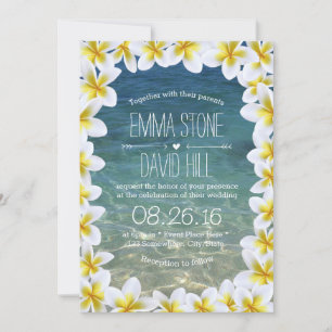 Classy Plumeria Floral Lijst Beach Wedding Kaart