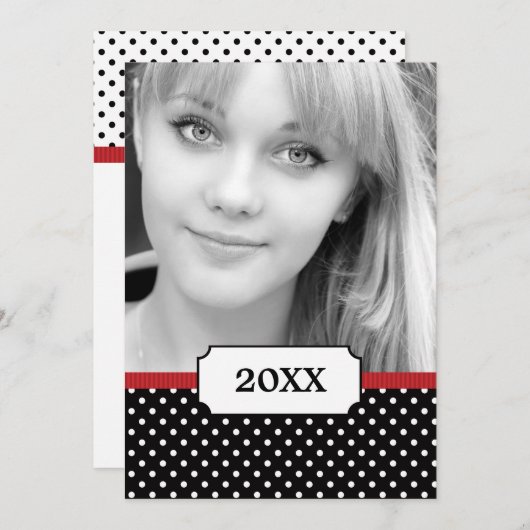 Classy Polka 2 Aankondiging van het Foto Afstudere (Voorkant / Achterkant)
