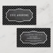 CLASSY polka dot patroon krijtbord paneel zwart Visitekaartje (Voorkant / Achterkant)