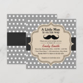 Classy Polka Dots Mustache Little Man Baby shower Kaart (Voorkant / Achterkant)