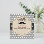 Classy Polka Dots Mustache Little Man Baby shower Kaart (Staand voorkant)