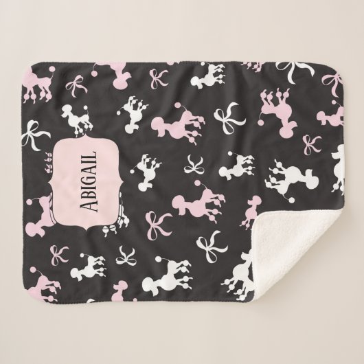 Classy Poodles Pink and Black Theme Sherpa Deken (Voorkant (horizontaal))