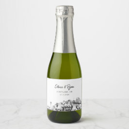 Classy Portland Huwelijksgunst Custom Mini Sparkling Wijnetiket