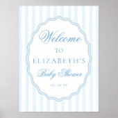 Classy Preppy Stripes Wavy Frame Coast Baby Shower Poster (Voorkant)